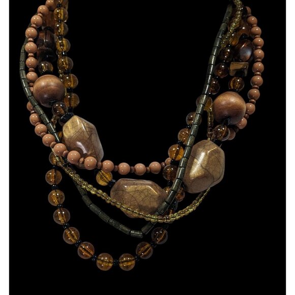 Nordstrom Bohemian Earthy Chunky Multilayer Beaded Necklace - Picture 4 of 6